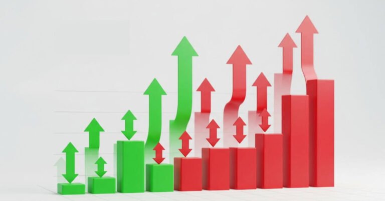 Gráfico de fluxo de caixa para pequenas empresas, com setas de entradas e saídas de dinheiro.